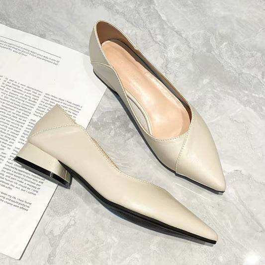 4410 genuine leather pointed toe flat