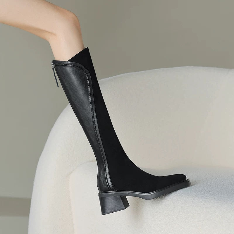 4517 genuine leather thigh boots