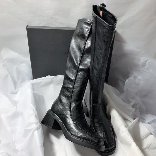 5025 genuine leather long boots