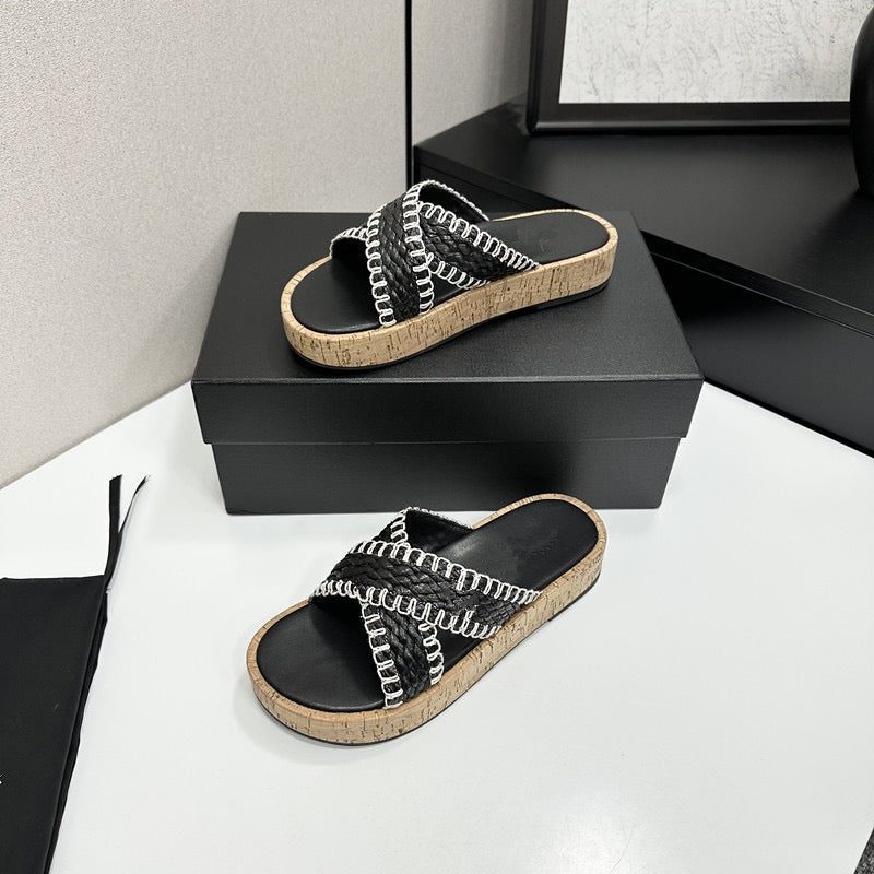4049 Cross-strap knitted slipper