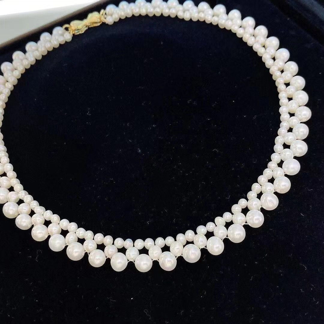 1149 fashion pearl necklace bowtie choker