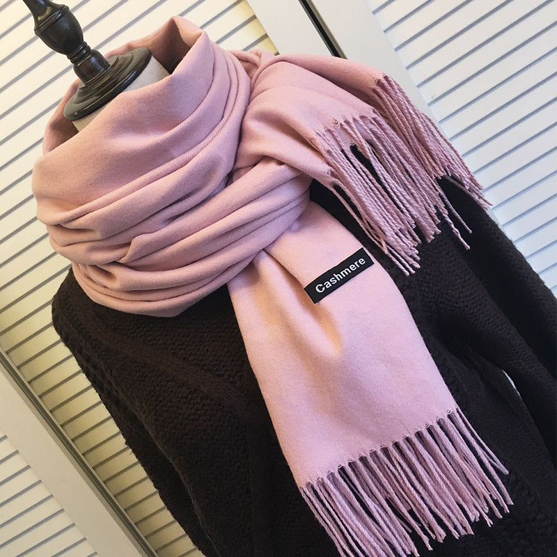 285 solid wool tassle warm scarf