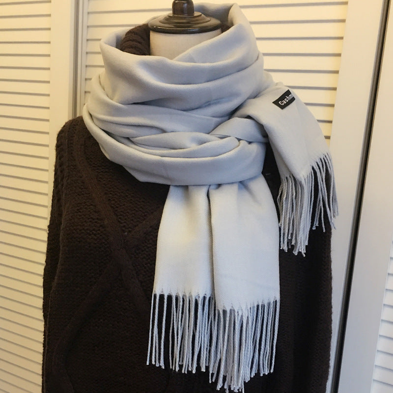 285 solid wool tassle warm scarf