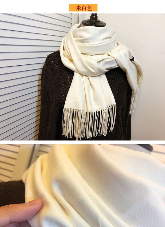 285 solid wool tassle warm scarf