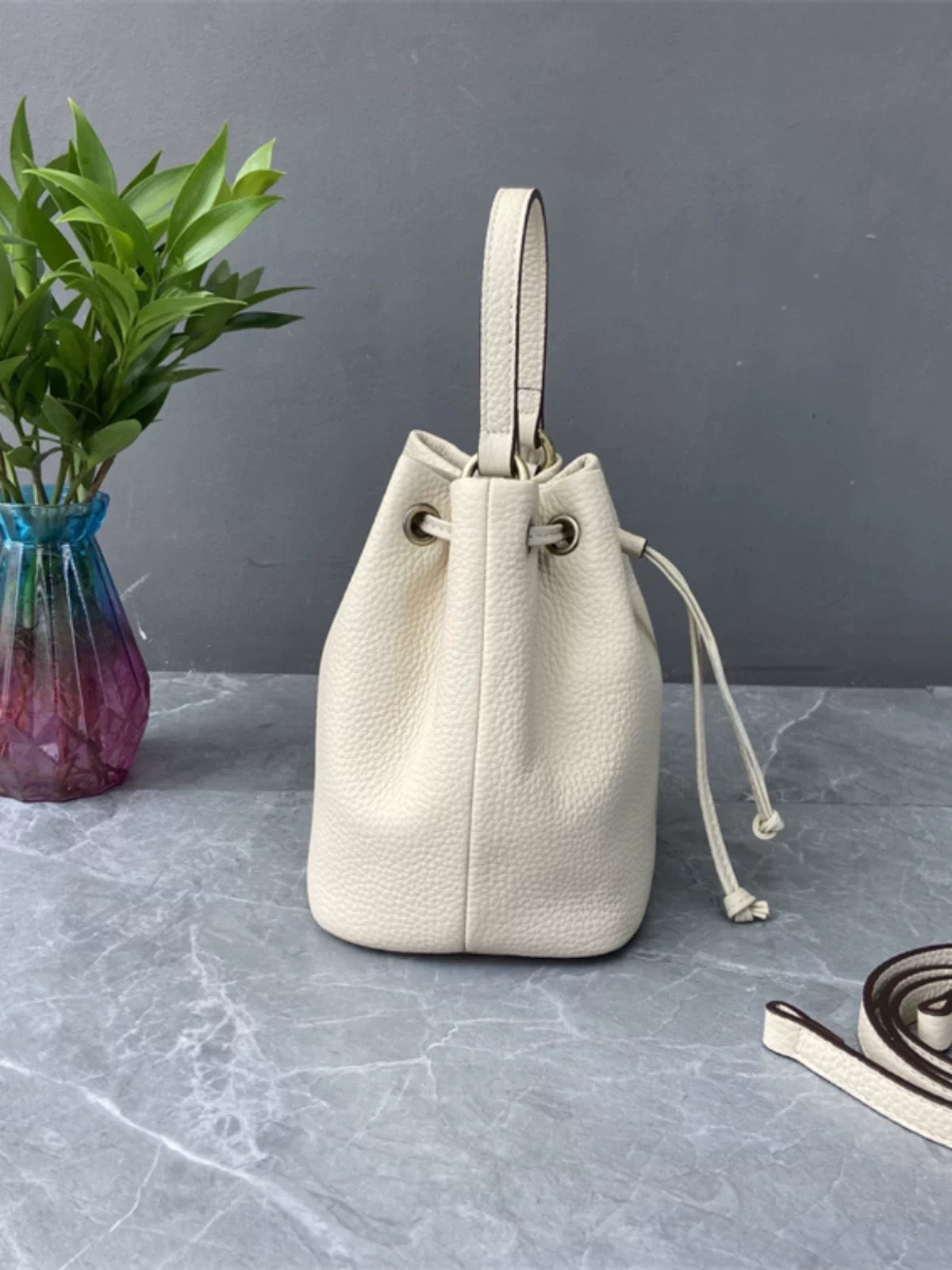 4471 genuine leather women bucket bag