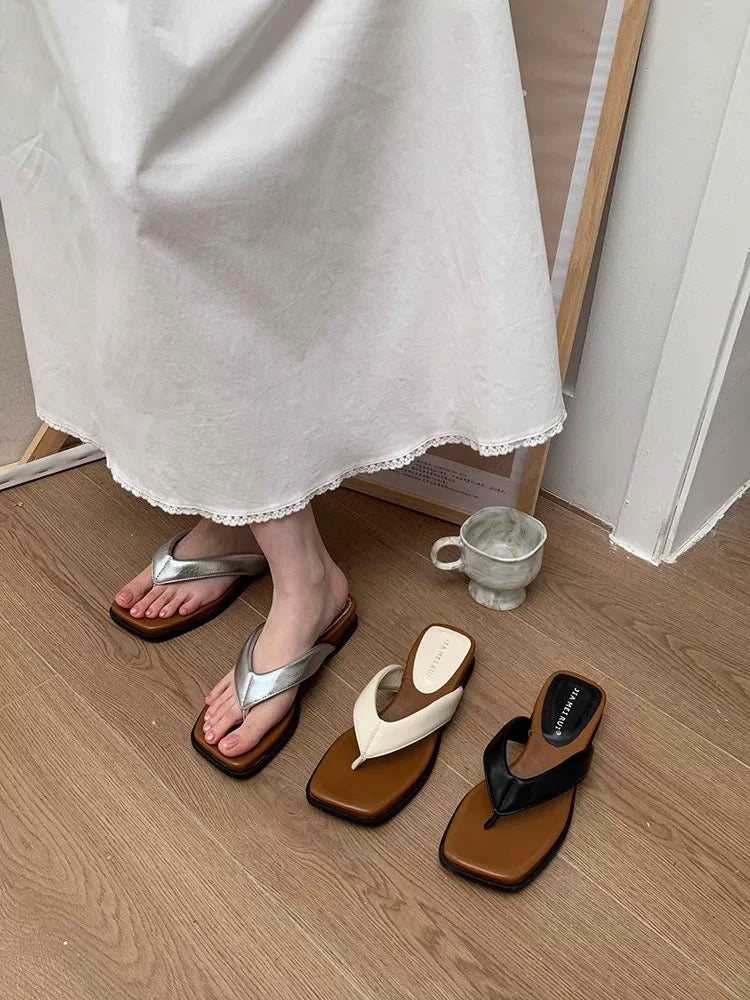 4503 genuine leather women slides