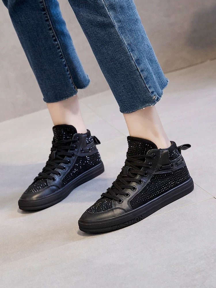 4466 high top rhinestone shoes
