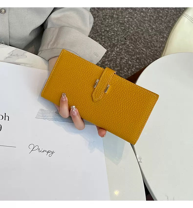 3677 genuine leather women long wallet
