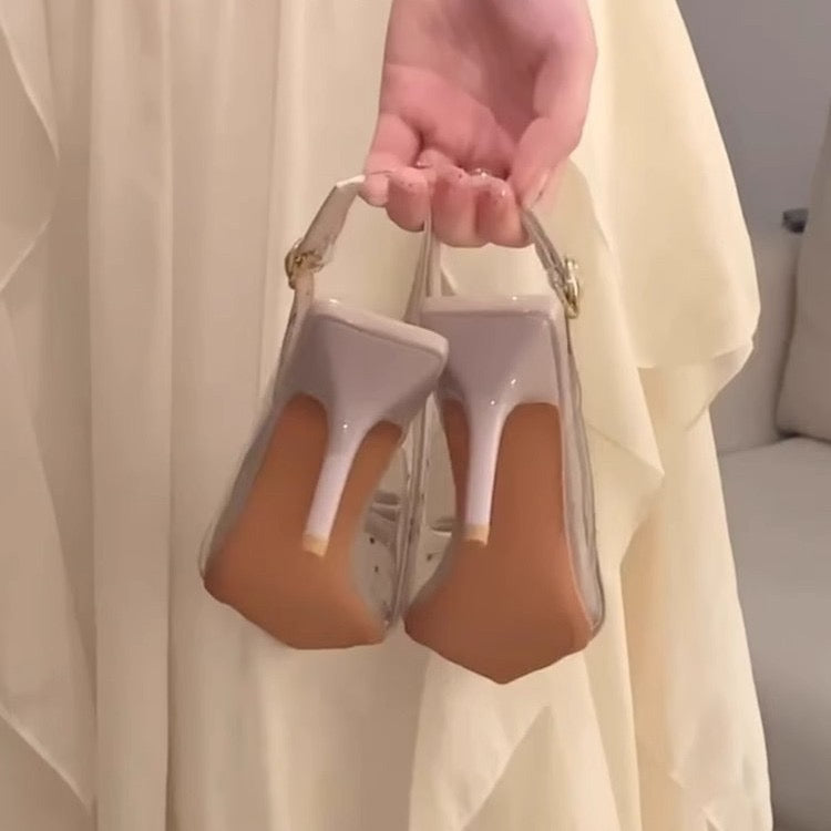 4252  Pointed-Toe High-Heel Mesh Sandals