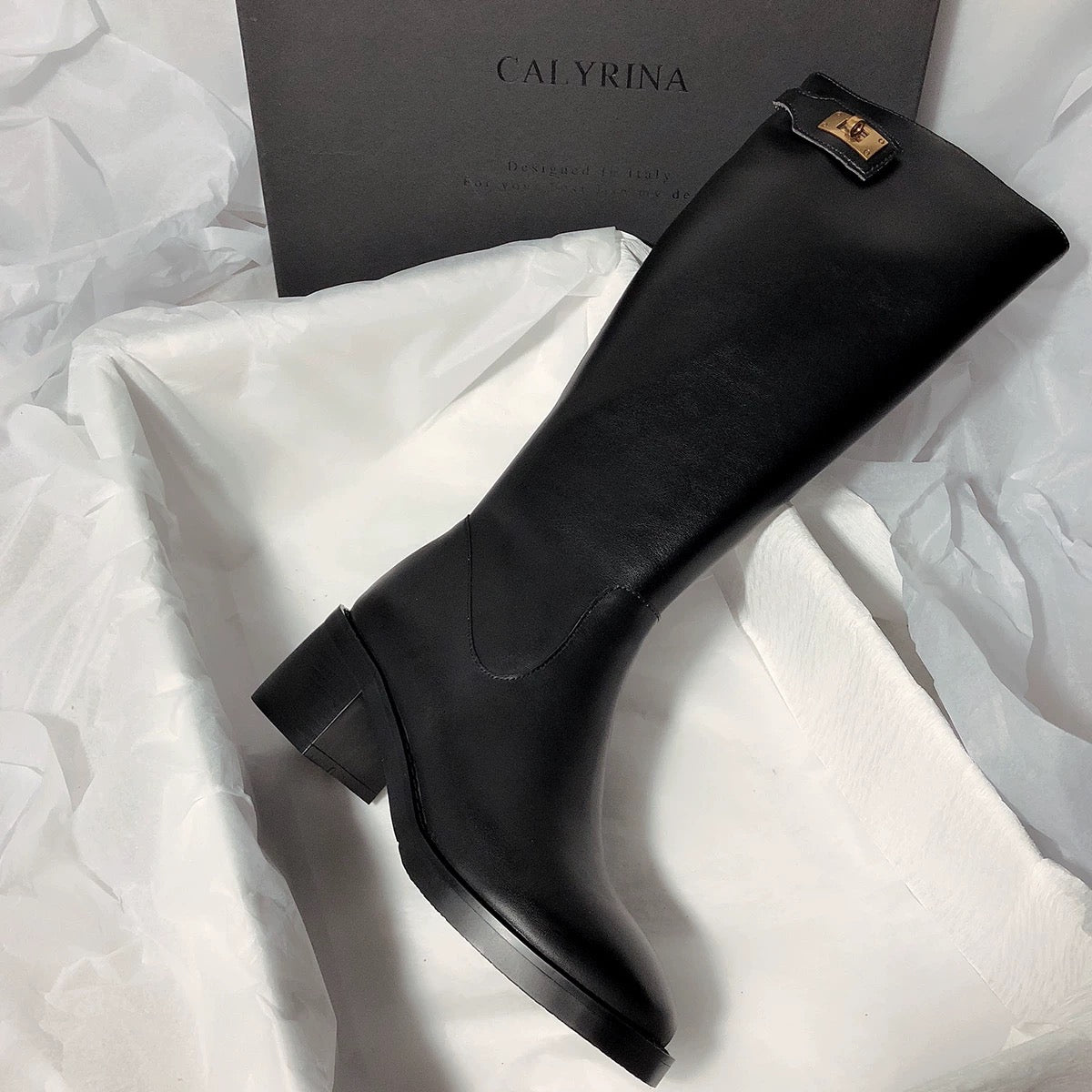 4492 genuine leather long boots