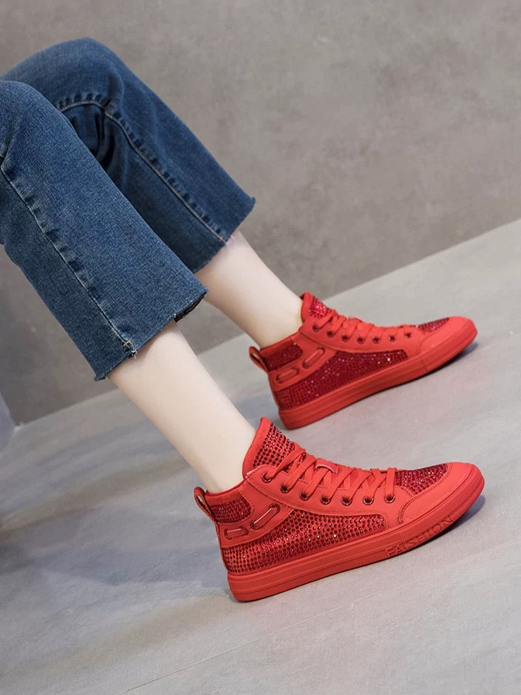 4466 high top rhinestone shoes