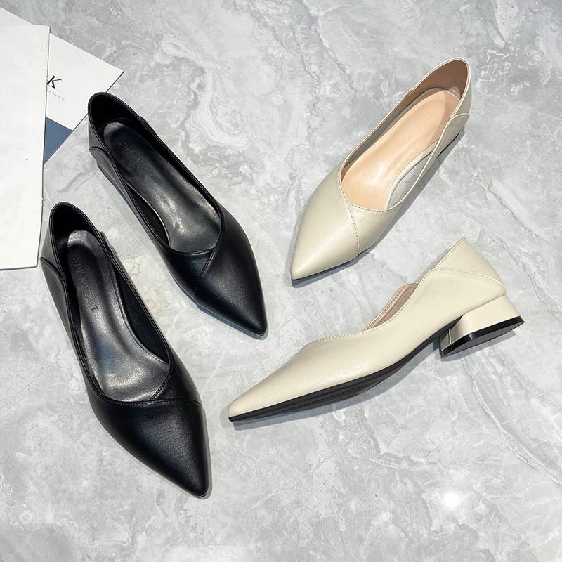 4410 genuine leather pointed toe flat