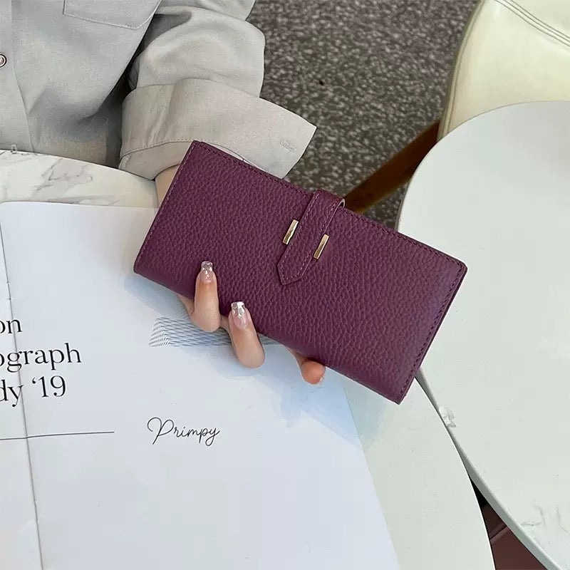 3677 genuine leather women long wallet