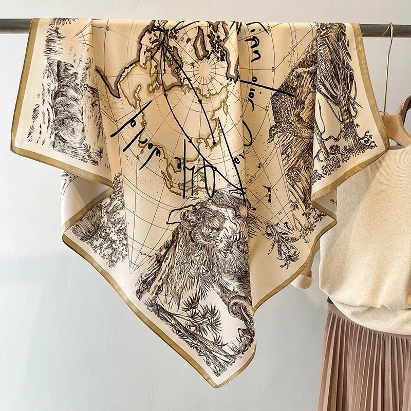 2401 flower print silk scarf