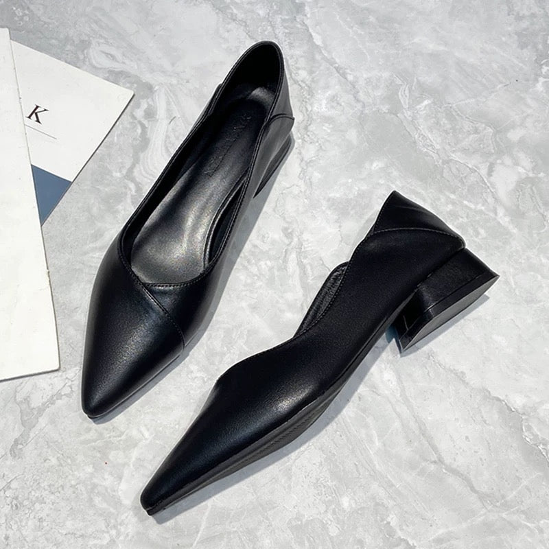 4410 genuine leather pointed toe flat