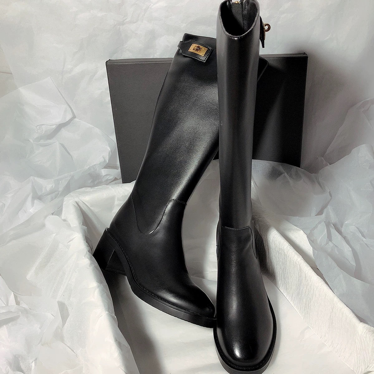 4492 genuine leather long boots