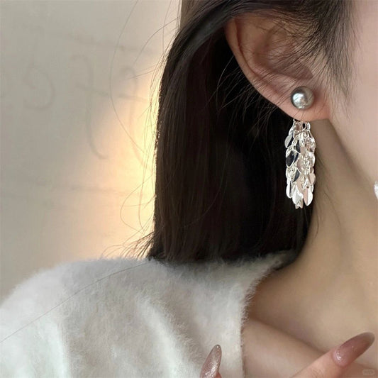 1976  925silver leaf earring