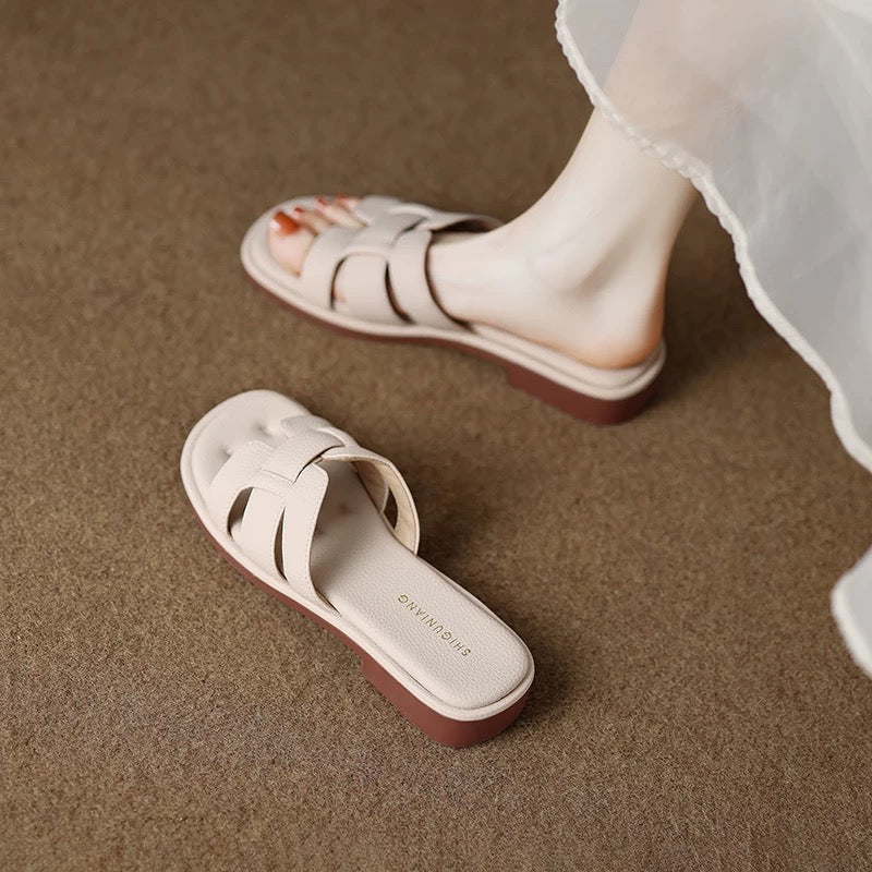 4525 genuine leather women slippers