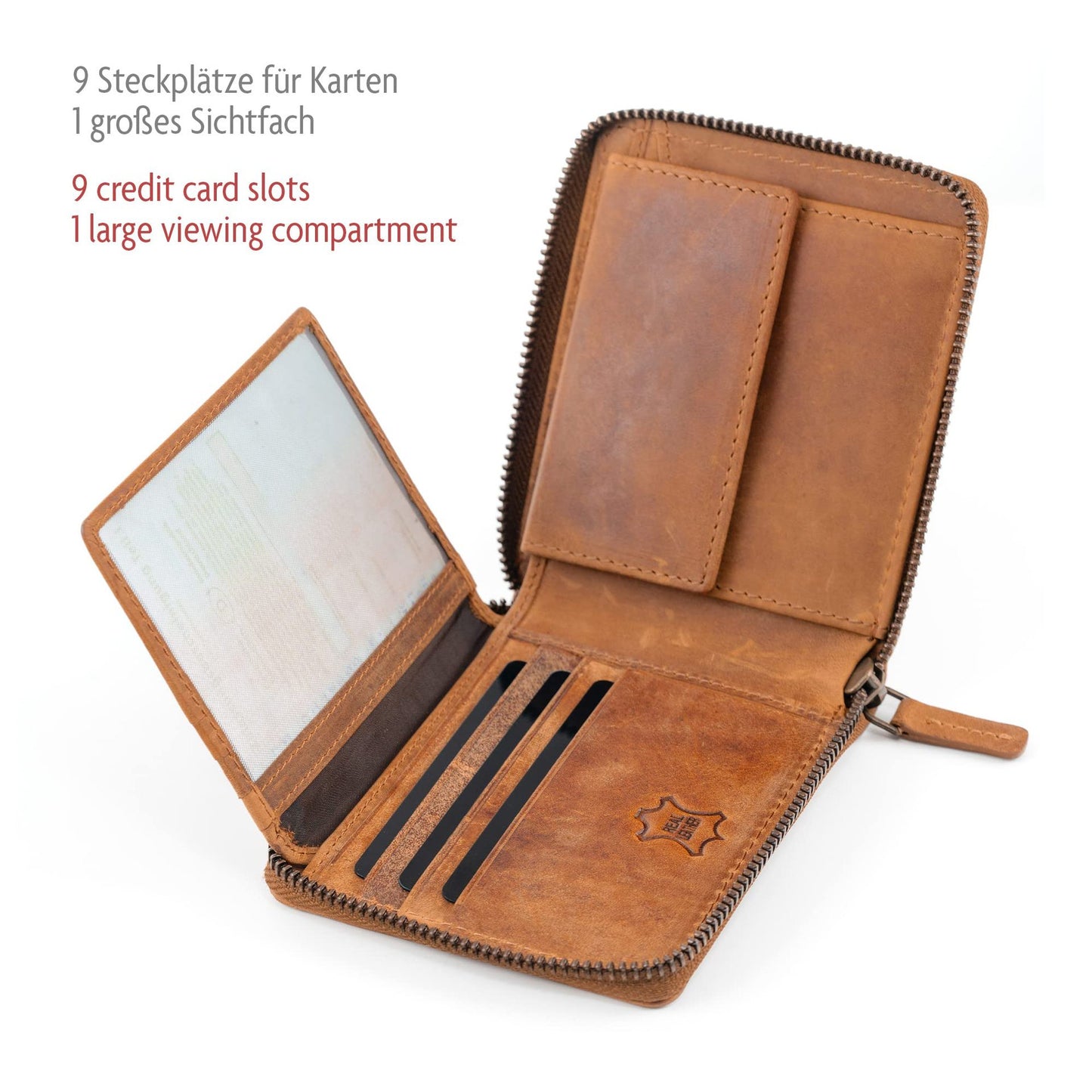 2047 genuine leather short wallet