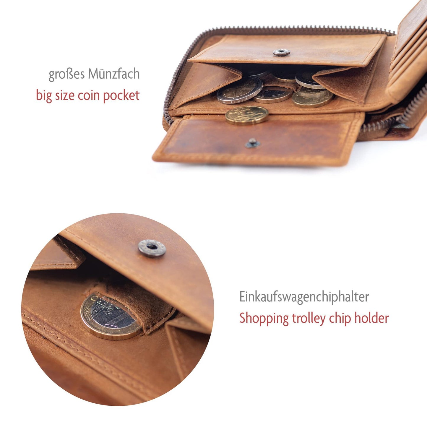 2047 genuine leather short wallet