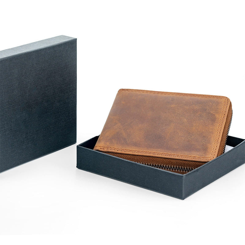 2047 genuine leather short wallet