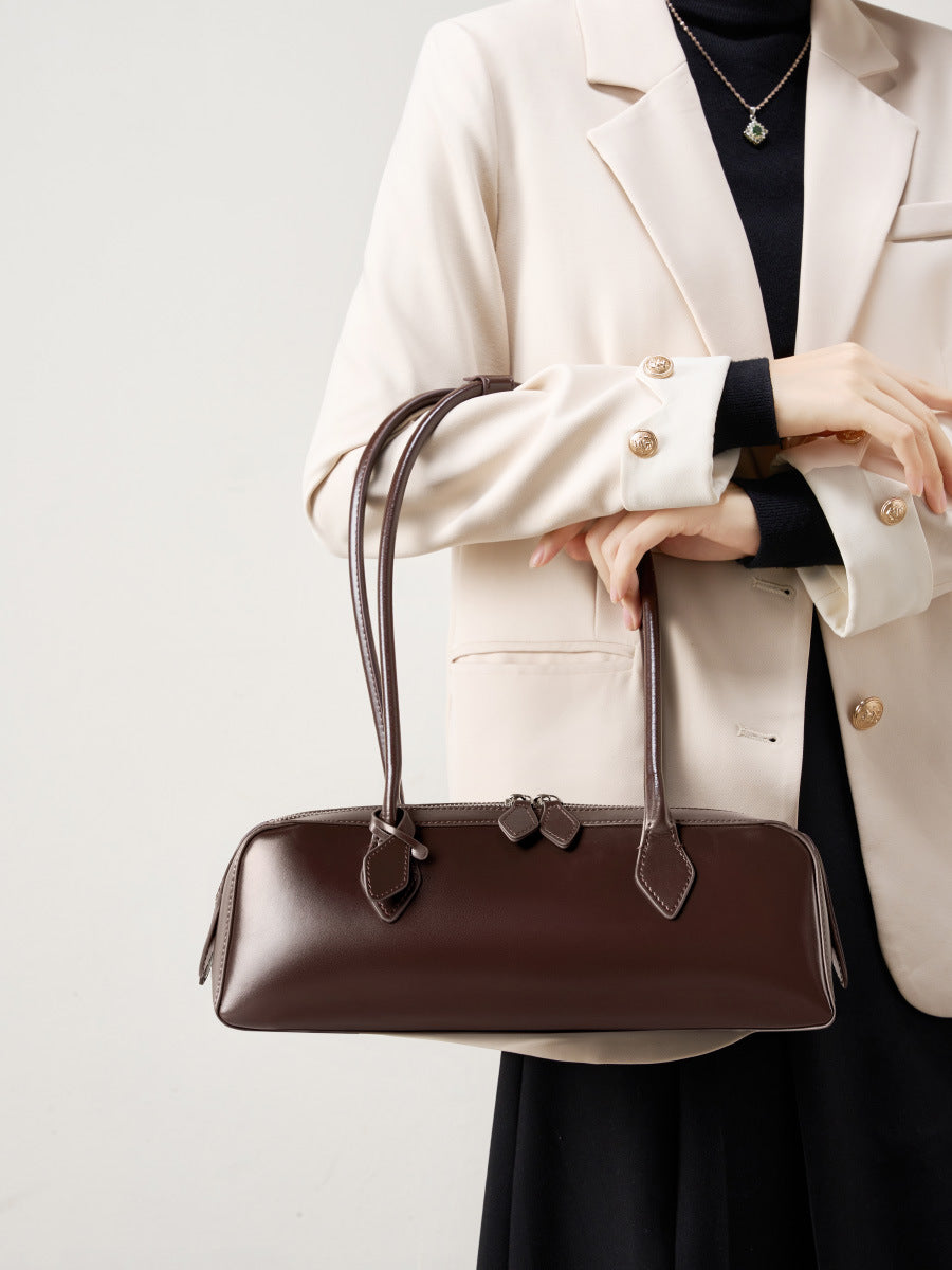 2026 genuine leather baguette bag