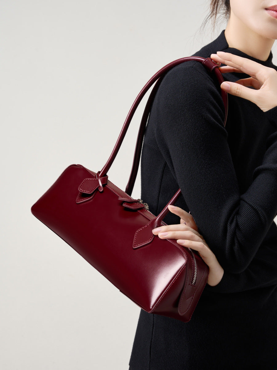 2026 genuine leather baguette bag