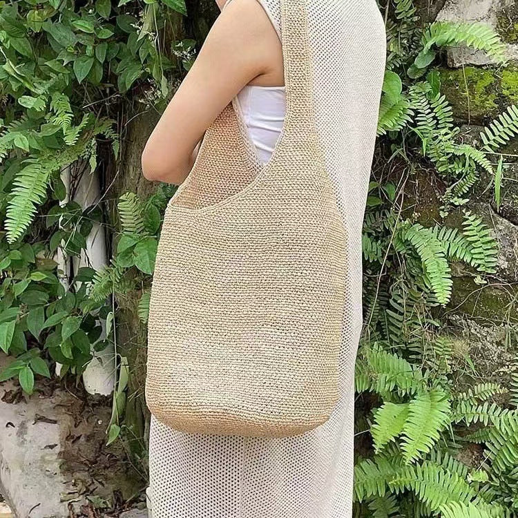 2054 raffia weave beach handbag