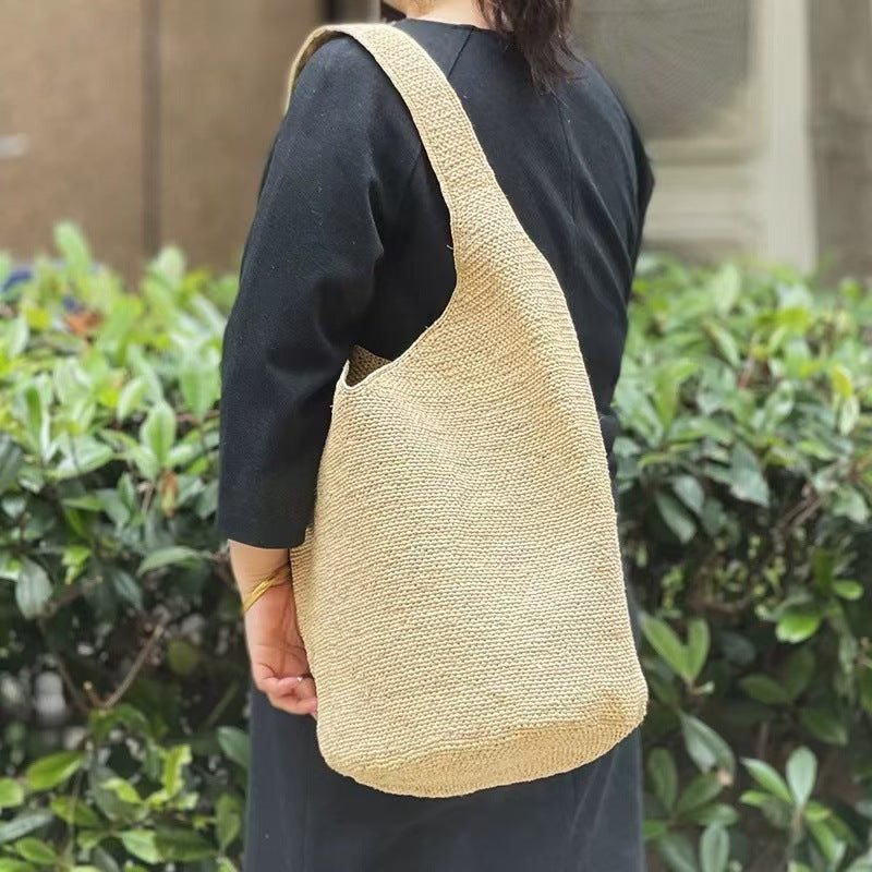 2054 raffia weave beach handbag