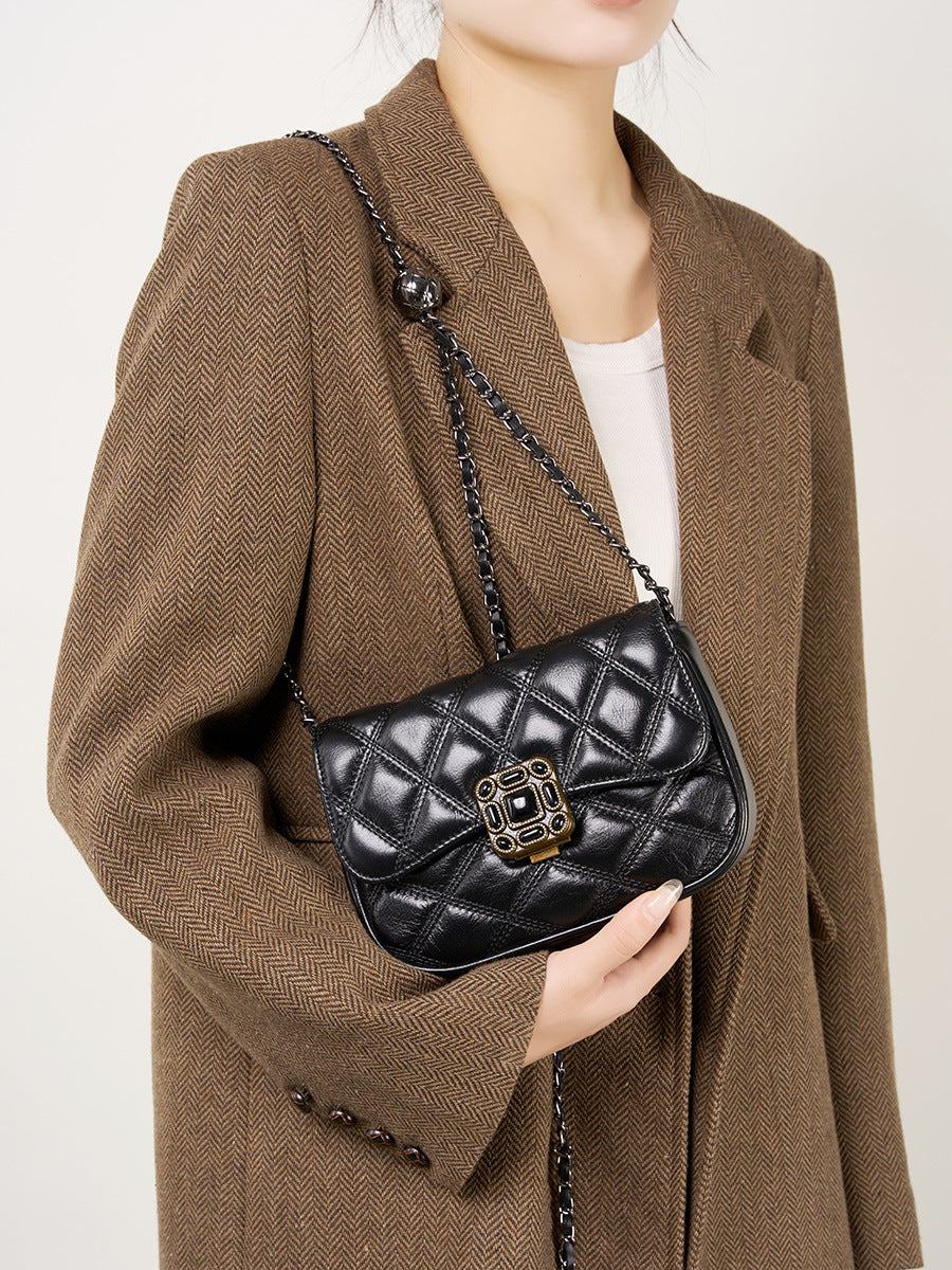 1431 plaid chain crossbody bag