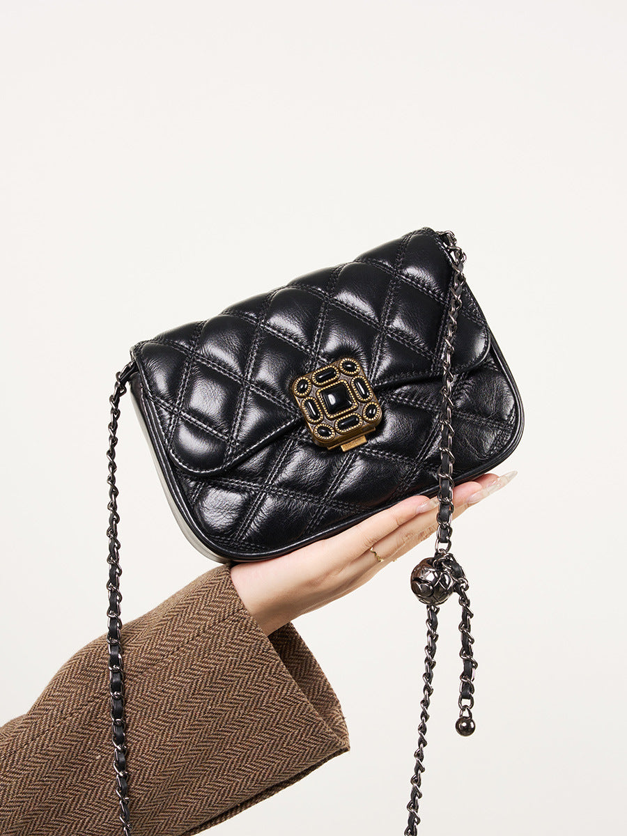 1431 plaid chain crossbody bag