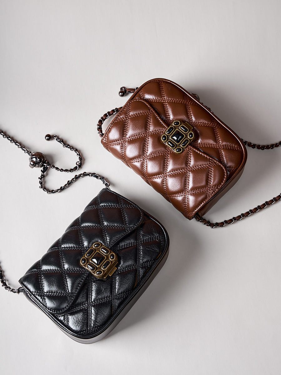1431 plaid chain crossbody bag