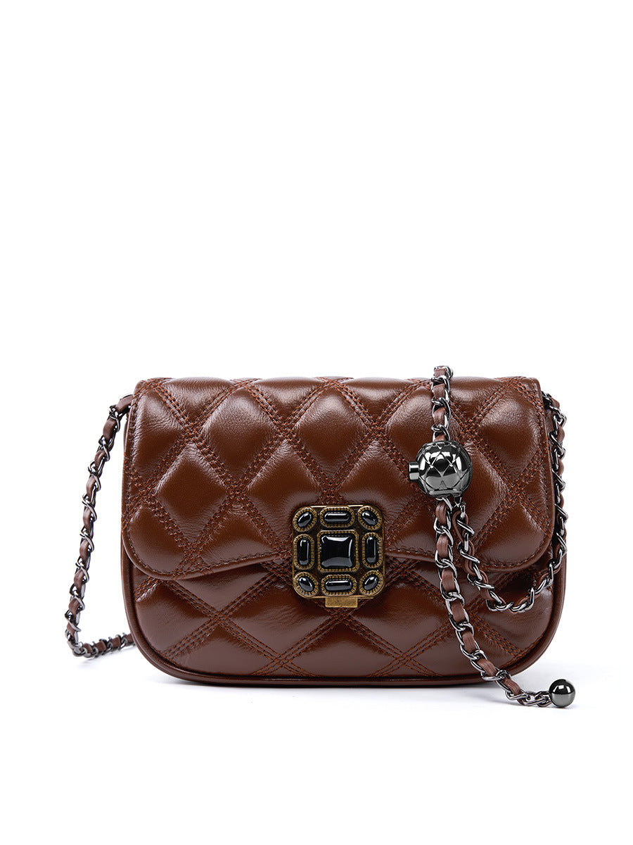 1431 plaid chain crossbody bag