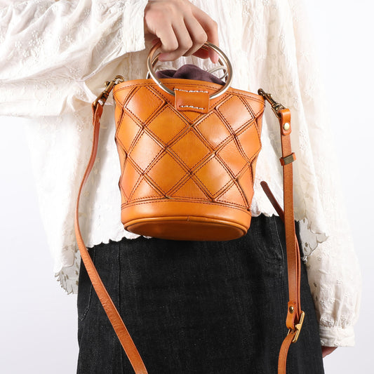 2347 plaid small bucket bag