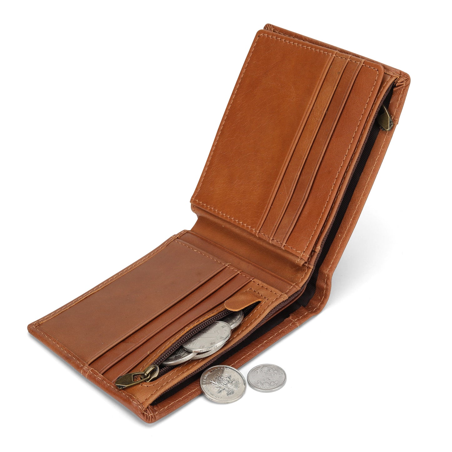 ZH1 cowhide leather 2fold wallet