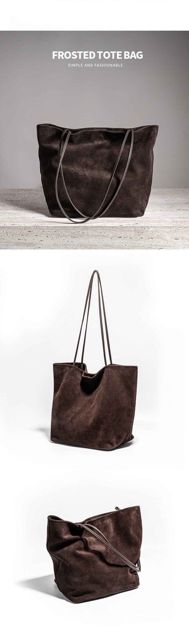 2713 genuine leather large shopping bag