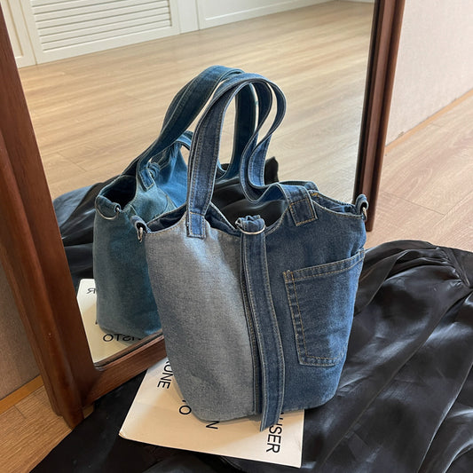 2125 denim bucket handbag
