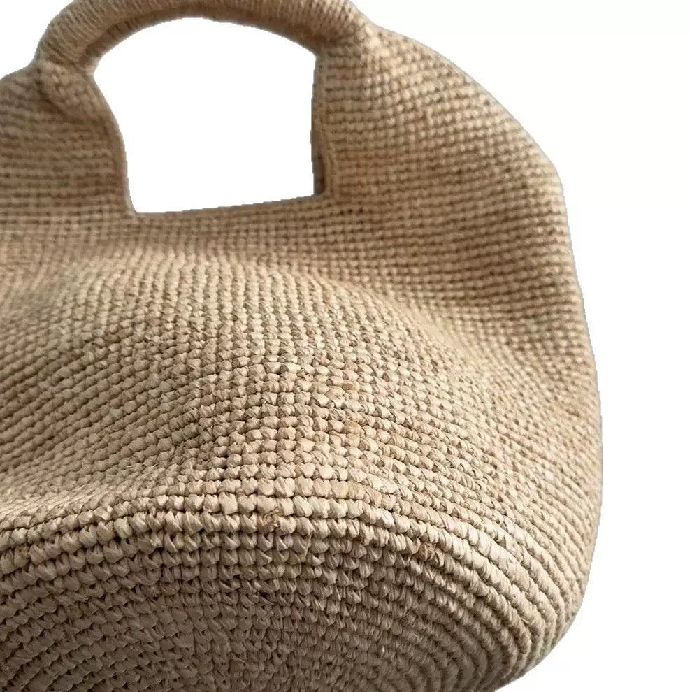 2389 Raffia woven large beach handbag
