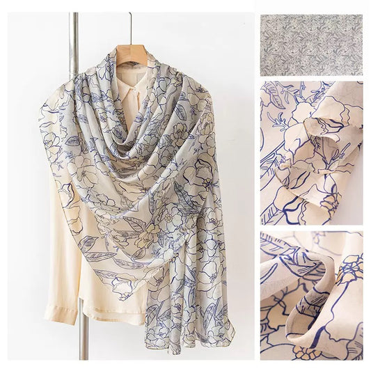 2402 flower silk scarf for women