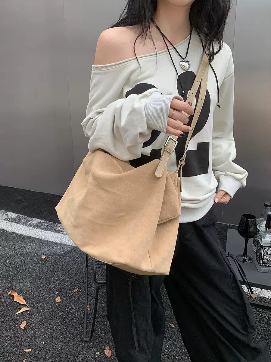 2404 large suede casual crossbody bag