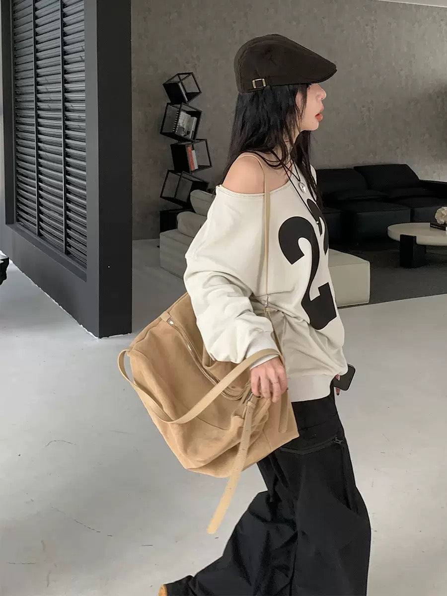 2404 large suede casual crossbody bag