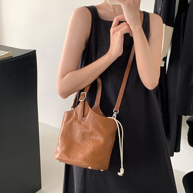 2191-1 genuine leather bucket handbag