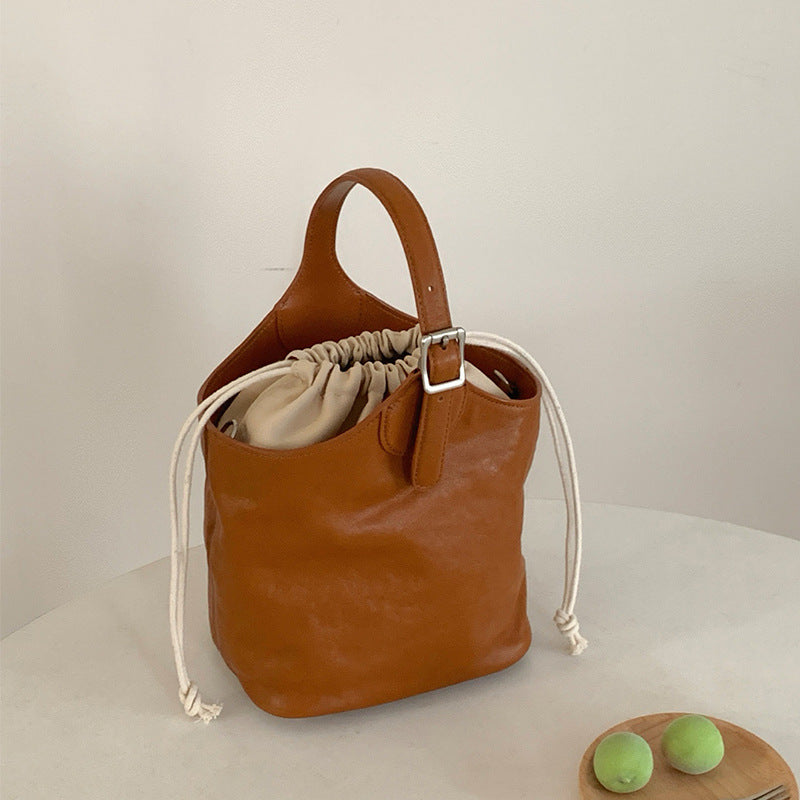 2191-1 genuine leather bucket handbag