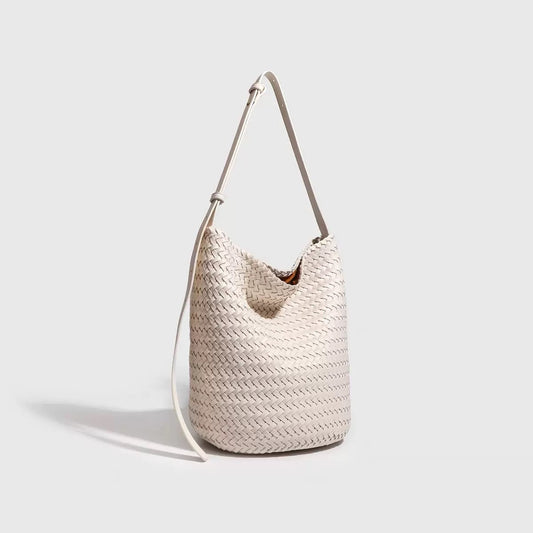 2887 genuine leather woven handbag