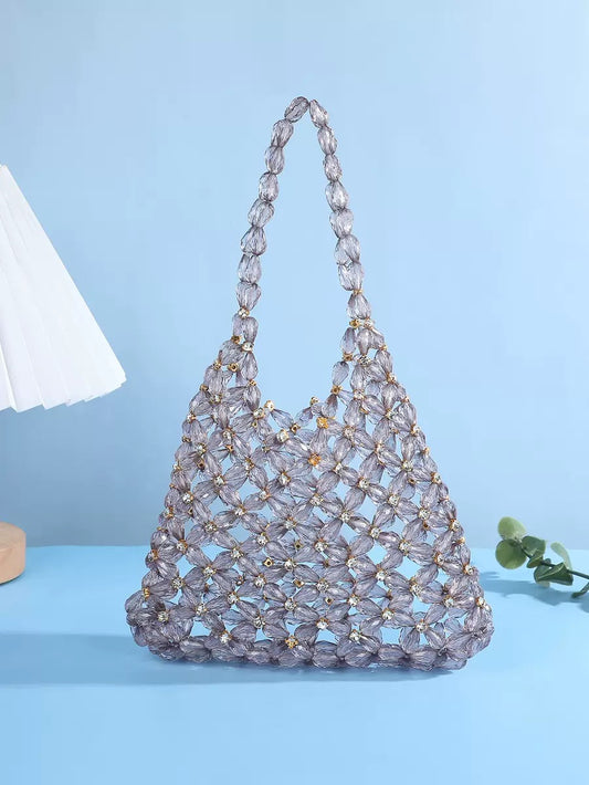 Resin rhinestone handmade shoulder bag