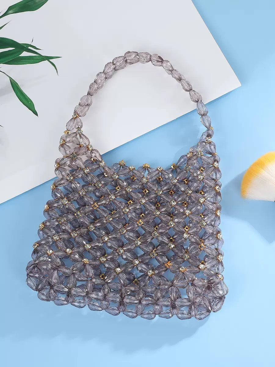 Resin rhinestone handmade shoulder bag
