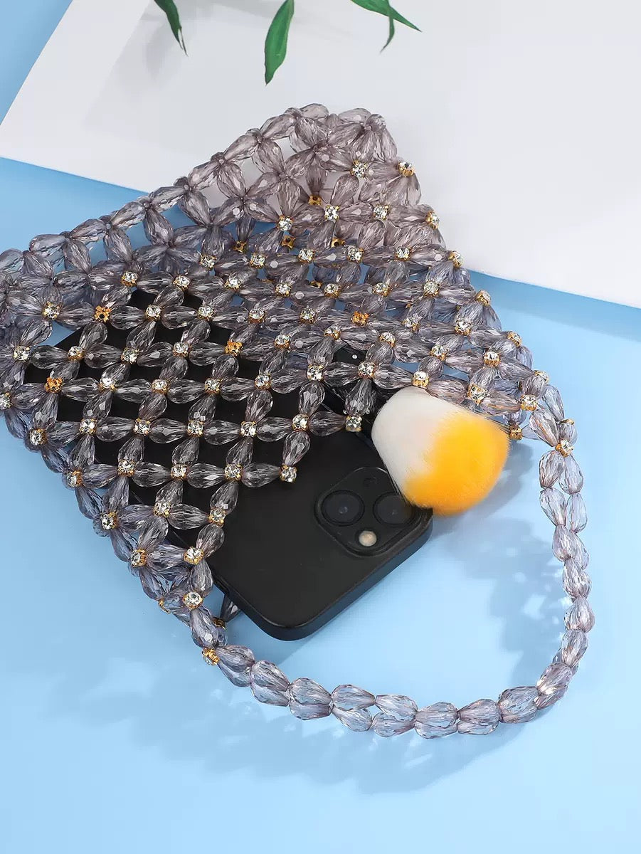 Resin rhinestone handmade shoulder bag