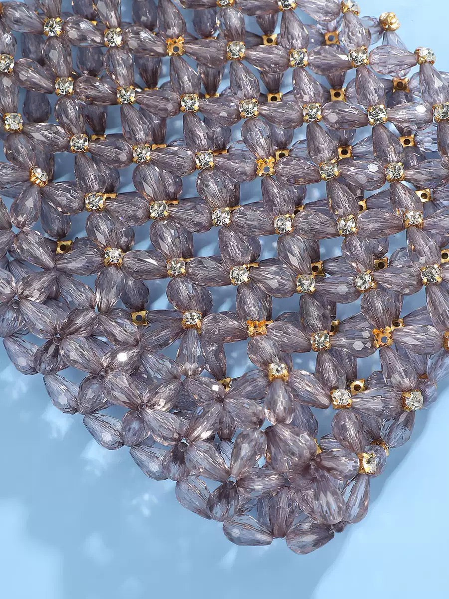 Resin rhinestone handmade shoulder bag