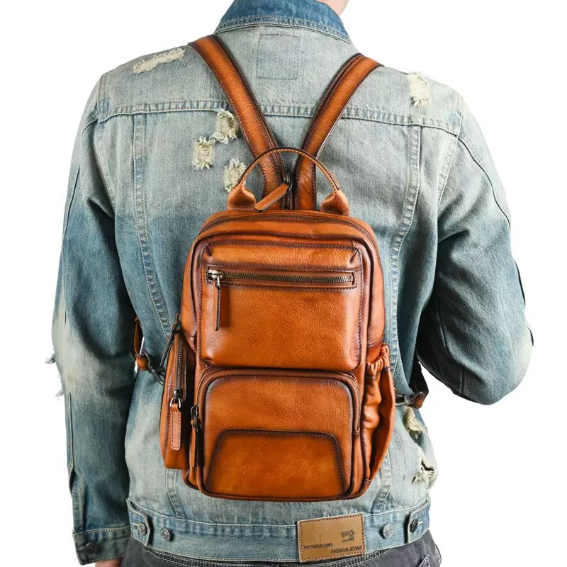 2419 high-end unsix cowhide backpack