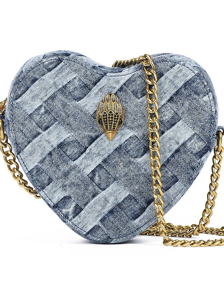 821 denim heart shape crossbody bag